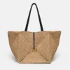 Nanushka Origami Tote Large - Raffia Charm Tote - Natural/Black