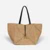 Nanushka Origami Tote - Raffia Charm Tote - Natural/Black
