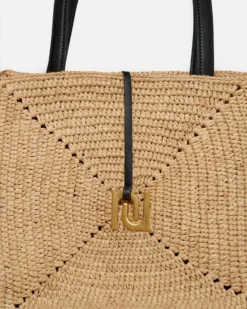 Nanushka Origami Tote - Raffia Charm Tote - Natural/Black -Nanushka Sale Store 4 859b38ea 533a 4a42 b215 198e9a3a09c7