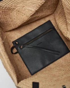 Nanushka Origami Tote - Raffia Charm Tote - Natural/Black -Nanushka Sale Store 5