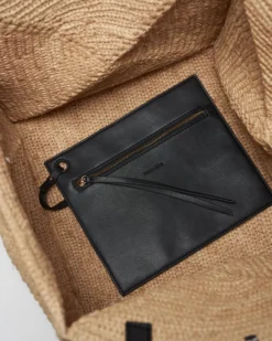 Nanushka Origami Tote Large - Raffia Charm Tote - Natural/Black -Nanushka Sale Store 5 5 5