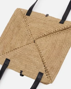 Nanushka Origami Tote Large - Raffia Charm Tote - Natural/Black -Nanushka Sale Store 6 566