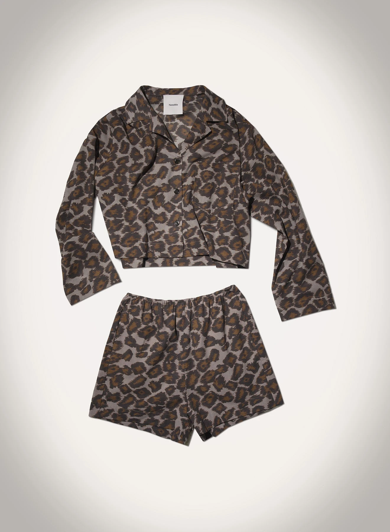 Nanushka Vally - Cropped Cotton Voile Shirt - Crayon Ocelot