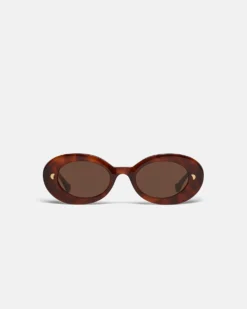 Nanushka Giva - Bio-Plastic Oval Sunglasses - Light Turtle