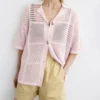 Nanushka Talissa - Paper Crochet Shirt - Pink