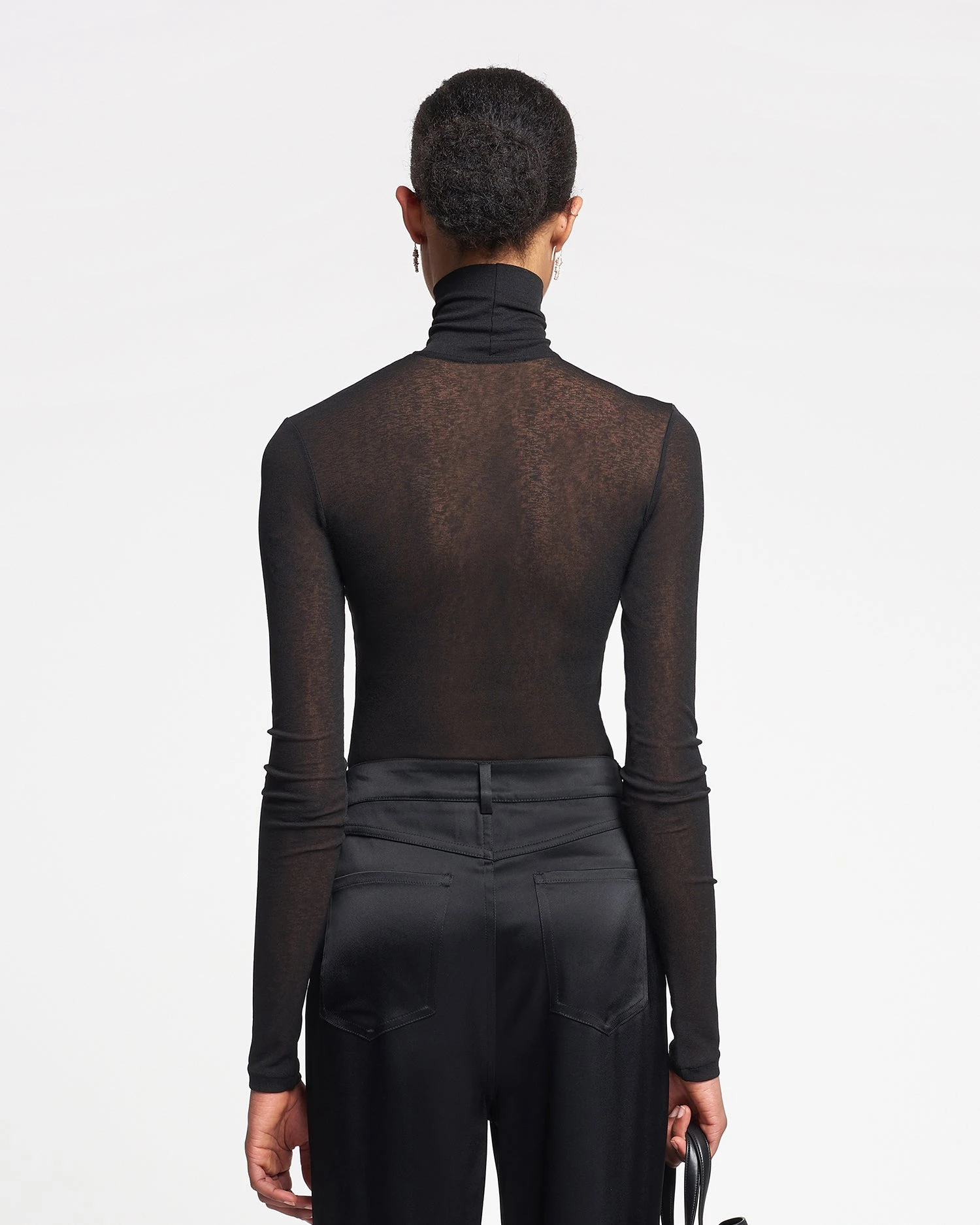 Nanushka Harri - Mesh-Jersey Turtleneck Top - Black 2 Nanushka Harri - Mesh-Jersey Turtleneck Top - Black - Image 2