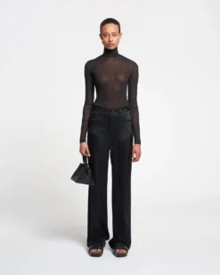 Nanushka Harri - Mesh-Jersey Turtleneck Top - Black 7 Nanushka Harri - Mesh-Jersey Turtleneck Top - Black -Nanushka Sale Store NAN SS24 WW FULL BODY CROPPED 281