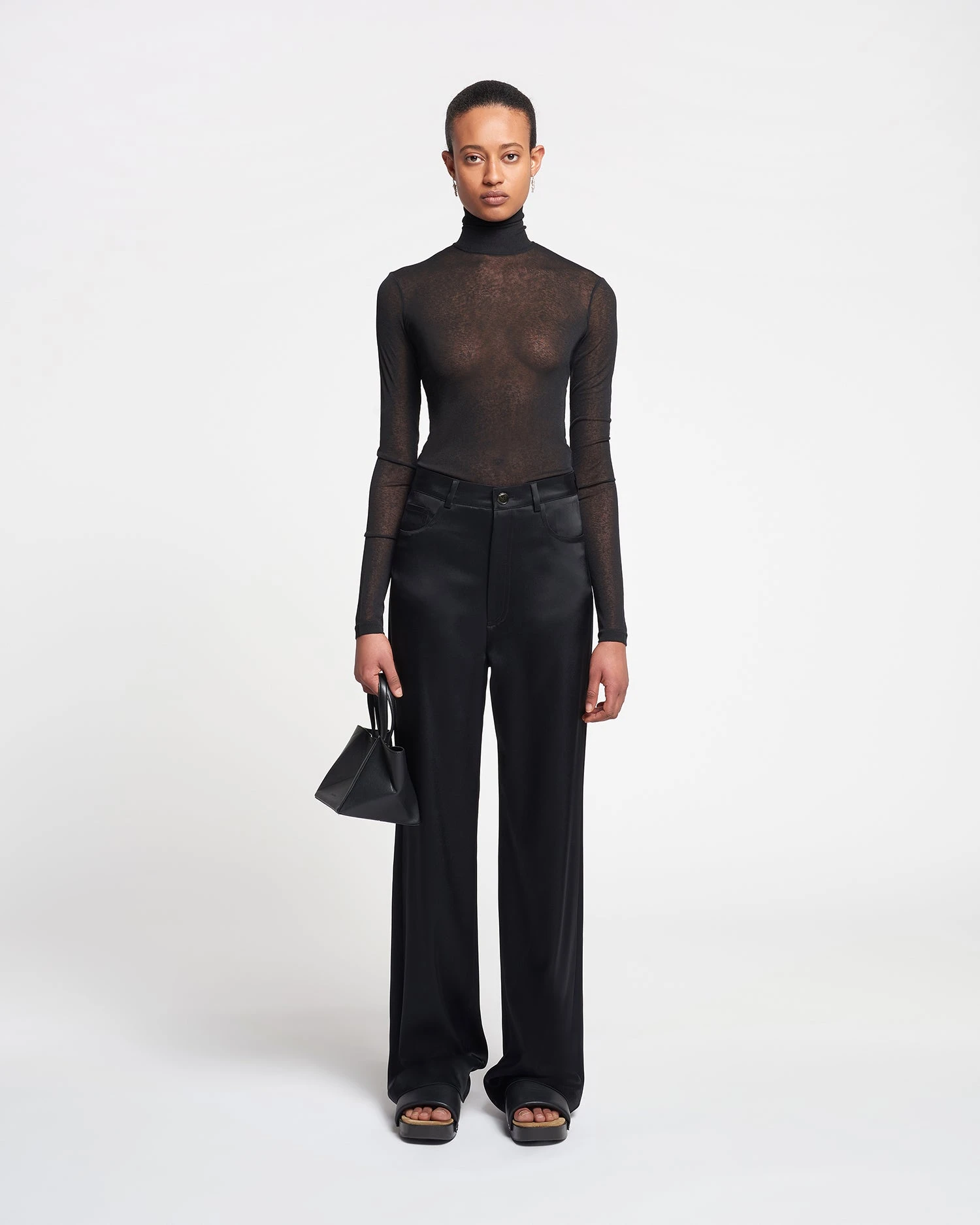 Nanushka Harri - Mesh-Jersey Turtleneck Top - Black 3 Nanushka Harri - Mesh-Jersey Turtleneck Top - Black - Image 3