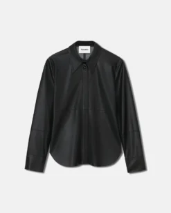 Nanushka Naum - Okobor™ Alt-Leather Shirt - Black -Nanushka Sale Store NAUM BLACK VEGAN LEATHER 01 d998780d 0fba 419e 83c4 a446dece6381