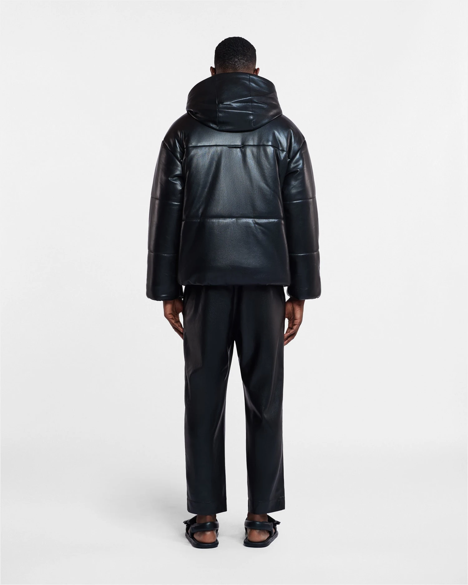 Nanushka Hide Mens - Okobor™ Alt-Leather Hooded Puffer - Black 3 Nanushka Hide Mens - Okobor™ Alt-Leather Hooded Puffer - Black - Image 3