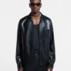 Nanushka Duco - Okobor™ Alt-Leather Long Sleeve Shirt - Black