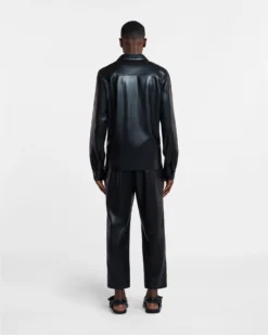 Nanushka Duco - Okobor™ Alt-Leather Long Sleeve Shirt - Black -Nanushka Sale Store NM22CRSH00399 DUCO BLACK OKOBOR 03