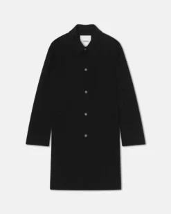 Nanushka Janno - Double Wool Silk Coat - Black -Nanushka Sale Store NM24CROW01799 JANNO BLACK DOUBLE WOOL SILK