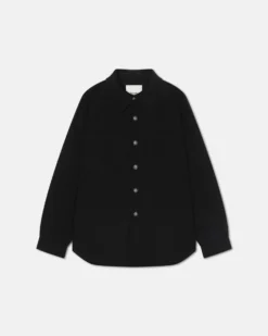 Nanushka Martin - Double Wool And Silk Blend Overshirt - Black -Nanushka Sale Store NM24CROW01899 MARTIN BLACK DOUBLE WOOL SILK