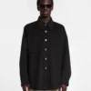 Nanushka Martin - Double Wool And Silk Blend Overshirt - Black