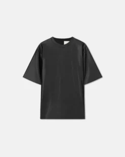 Nanushka Isaac - Okobor™ Alt-Leather T-Shirt - Black -Nanushka Sale Store NM24PFSH02199 ISAAC BLACK OKOBOR