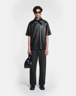 Nanushka Isaac - Okobor™ Alt-Leather T-Shirt - Black -Nanushka Sale Store NM24PFSH02199 ISAAC BLACK OKOBOR 1