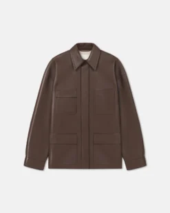 Nanushka Chasin - Regenerated Leather Shirt Jacket - Chocolate 11 Nanushka Chasin - Regenerated Leather Shirt Jacket - Chocolate -Nanushka Sale Store NM25PFJK04778CHASIN CHOCOLATE REGENERATEDLEATHER