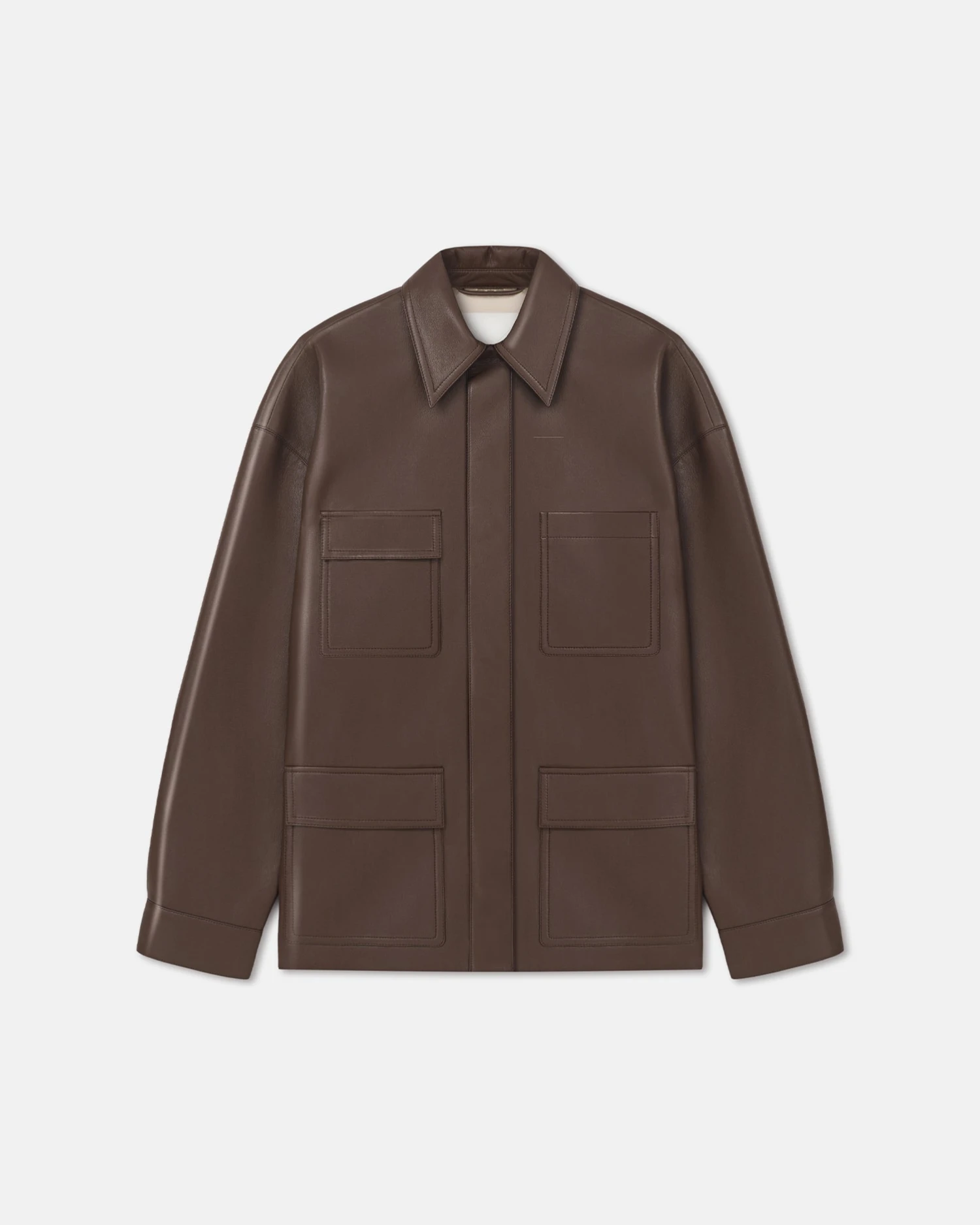 Nanushka Chasin - Regenerated Leather Shirt Jacket - Chocolate 6 Nanushka Chasin - Regenerated Leather Shirt Jacket - Chocolate - Image 6