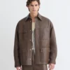 Nanushka Chasin - Regenerated Leather Shirt Jacket - Chocolate