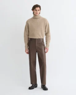 Nanushka Stellan - Regenerated Leather Straight-Leg Pants - Chocolate