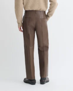 Nanushka Stellan - Regenerated Leather Straight-Leg Pants - Chocolate -Nanushka Sale Store NM25PFPA04678 4