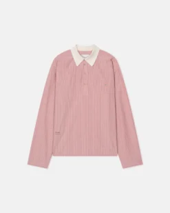 Nanushka Taron - Striped Polo Neck Top - Pink -Nanushka Sale Store NM25PFTP02331TARON PINK STRIPESHIRTING