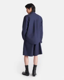 Nanushka Jari - Long-Sleeve Shirt - Navy -Nanushka Sale Store NM25RSTP0765JARI NAVY HEAVYPOPLIN 3