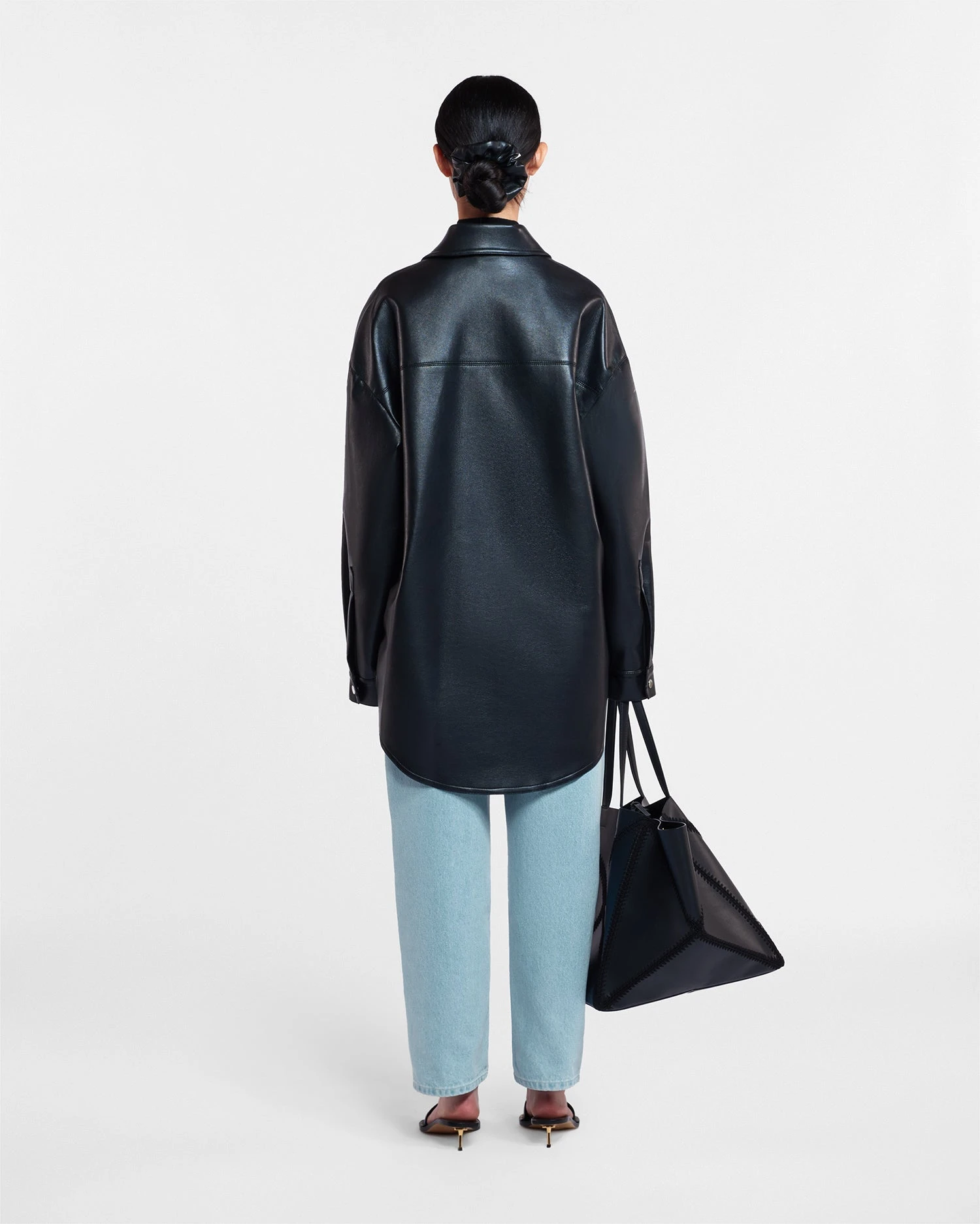 Nanushka Martin - Regenerated Leather Overshirt - Black 4 Nanushka Martin - Regenerated Leather Overshirt - Black - Image 4