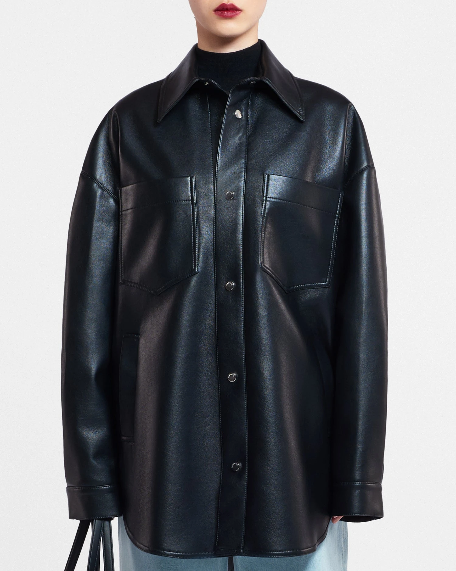 Nanushka Martin - Regenerated Leather Overshirt - Black 6 Nanushka Martin - Regenerated Leather Overshirt - Black - Image 6