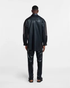 Nanushka Martin - Regenerated Leather Overshirt - Black 11 Nanushka Martin - Regenerated Leather Overshirt - Black -Nanushka Sale Store NU22CROW0 0499 MARTIN BLACK REGENERATED LEATHER 03 8c39a051 b23d 415d b35c 606abf82275c