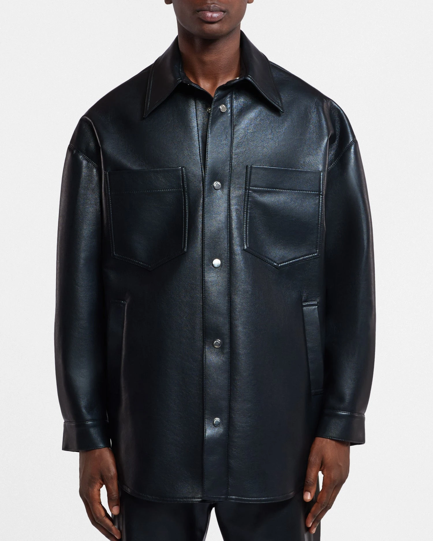Nanushka Martin - Regenerated Leather Overshirt - Black 7 Nanushka Martin - Regenerated Leather Overshirt - Black - Image 7