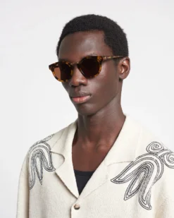 Nanushka Duy - Bio-Plastic Round-Frame Sunglasses - Dark Amber -Nanushka Sale Store NU23RSSG00677 DUY DARKAMBER BIOPLASTIC CROPPED 01