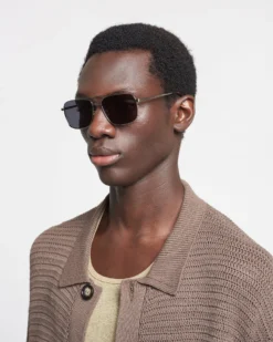 Nanushka Sare - Metal Aviator Sunglasses - Silver -Nanushka Sale Store NU23RSSG01182 SARE SILVER METAL CROPPED 01