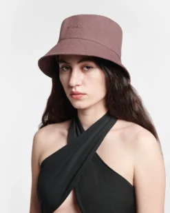 Nanushka Caran - Signature Logo Bucket Hat - Nutmeg -Nanushka Sale Store NU24CRHT08978 CARAN NUTMEG WORDMARK COTTON CANVAS 1 1