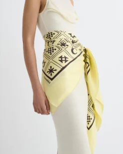 Nanushka Miani - Printed Silk Scarf - Moonbeam/Brown Kopjafa