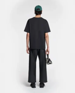 Nanushka Reece - Embroidered Cotton-Jersey T-Shirt - Black -Nanushka Sale Store NU24CRSH00399 REECE BLACK COTTON JERSEY 2