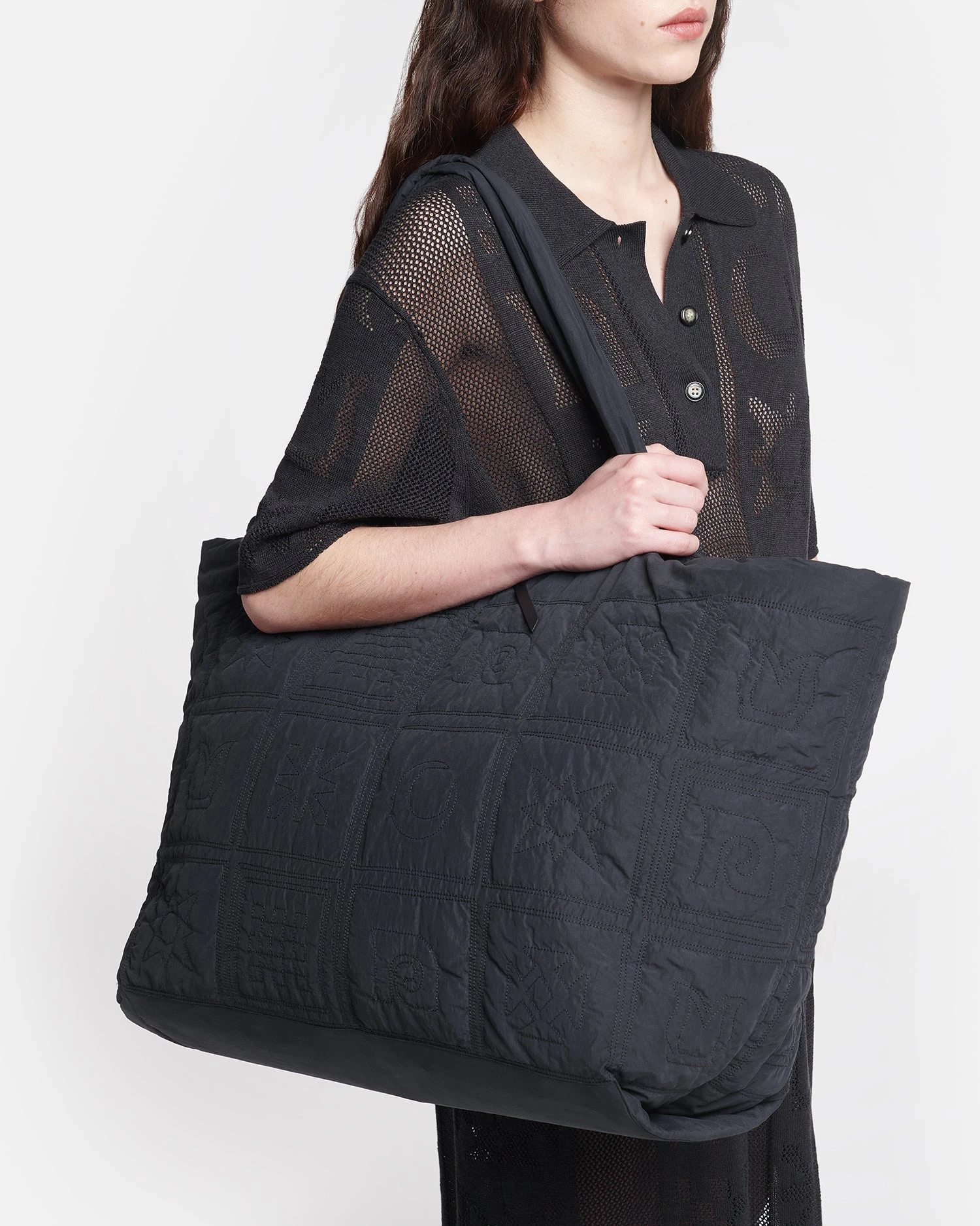 Nanushka Symbol - Quilted Tech-Poplin Tote - Black 7 Nanushka Symbol - Quilted Tech-Poplin Tote - Black - Image 7