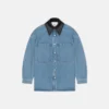 Nanushka Beaux - Leather-Trimmed Denim Shirt - Mid Blue