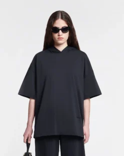 Nanushka Kacper - Cotton-Jersey Hooded T-Shirt - Black 16 Nanushka Kacper - Cotton-Jersey Hooded T-Shirt - Black -Nanushka Sale Store NU24PFSH03899 KACPER BLACK COTTON JERSEY 3 1