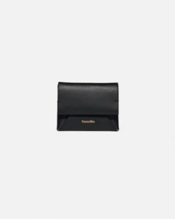 Nanushka Folded - Leather Cardholder - Black/Moonbeam
