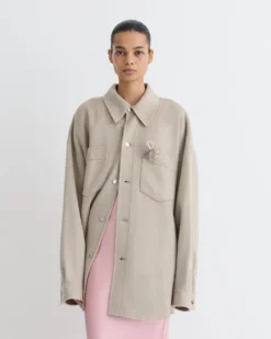 Nanushka Martin - Double Wool Overshirt - Stone 13 Nanushka Martin - Double Wool Overshirt - Stone -Nanushka Sale Store NU25PFJK12492 3