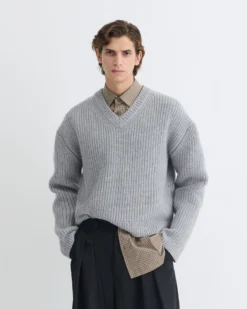 Nanushka Morcar - Merino And Cashmere-Blend Sweater - Light Grey -Nanushka Sale Store NU25PFSW05691 3