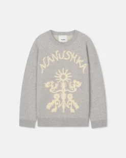 Nanushka Oswin - Merino And Terry Jacquard Sweater - Light Grey/Creme Papercut