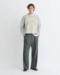 Nanushka Oswin - Merino And Terry Jacquard Sweater - Light Grey/Creme Papercut -Nanushka Sale Store NU25PFSW13291 1