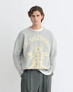 Nanushka Oswin - Merino And Terry Jacquard Sweater - Light Grey/Creme Papercut -Nanushka Sale Store NU25PFSW13291 3