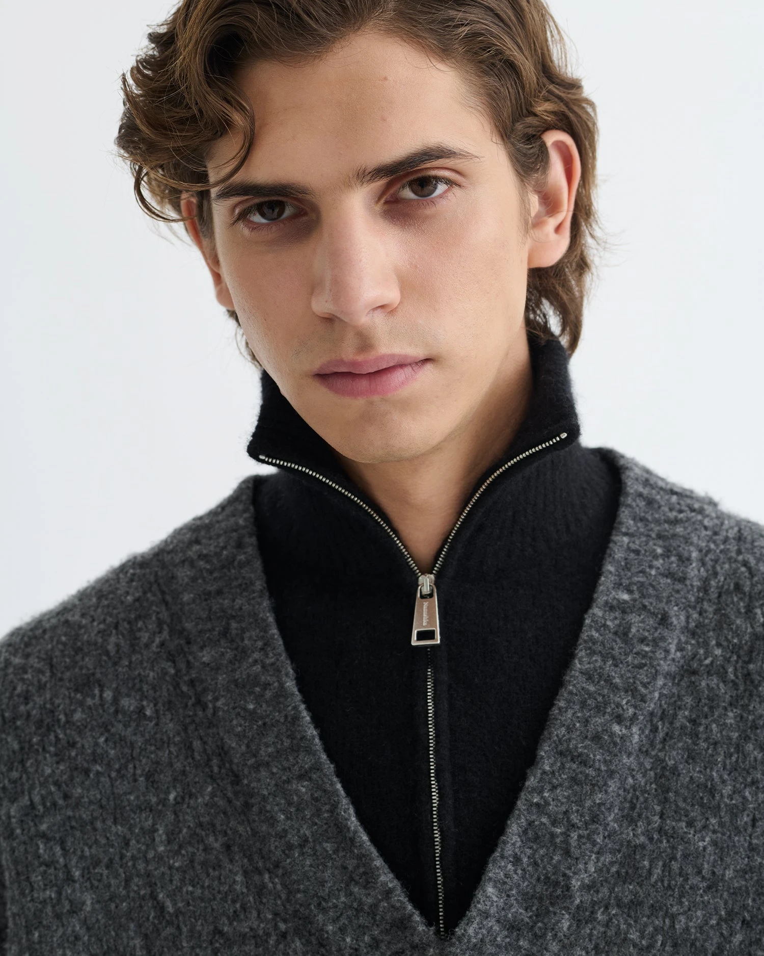 Nanushka Kylen - Contrast Brushed Merino Sweater - Charcoal/Black 4 Nanushka Kylen - Contrast Brushed Merino Sweater - Charcoal/Black - Image 4