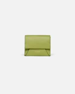 Nanushka Folded - Leather Cardholder - Lime/Moonbeam