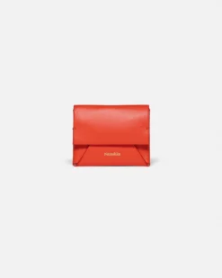 Nanushka Folded - Leather Cardholder - Red/Moonbeam