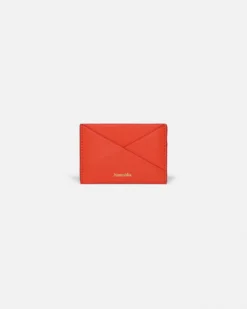 Nanushka Origami - Leather Cardholder - Red/Moonbeam
